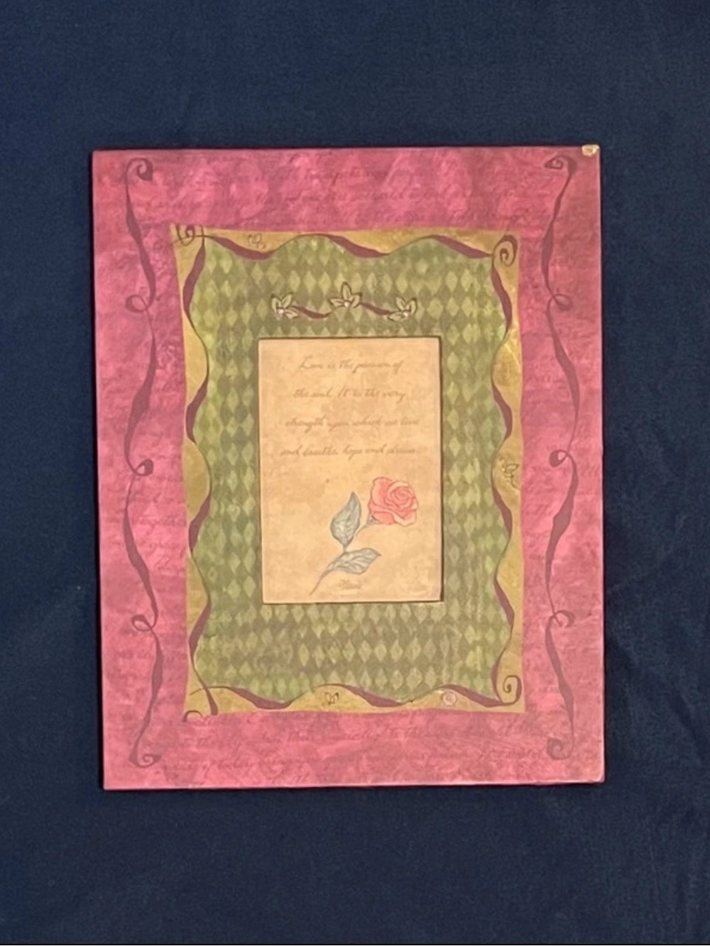Vintage Flavia Inspirational Quote Rose Picture Frame Romance of Life